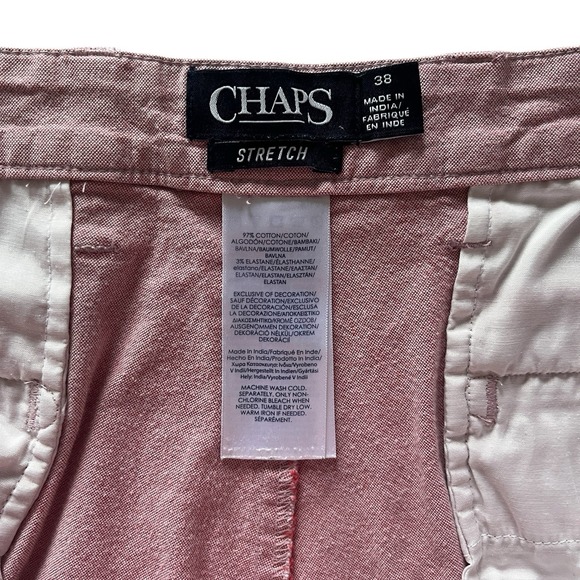 Chaps Men's Size 38 Stretch Red Maroon Chino Shorts Pockets Cotton - Picture 3 of 7